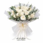 دسته گل20شاخه رزهلندی سفید کدb211