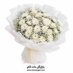 دسته گل رز میتیاتوری وداوودی سفید کدb222
