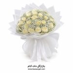 دسته گل40شاخه رز هلندی سفید b204