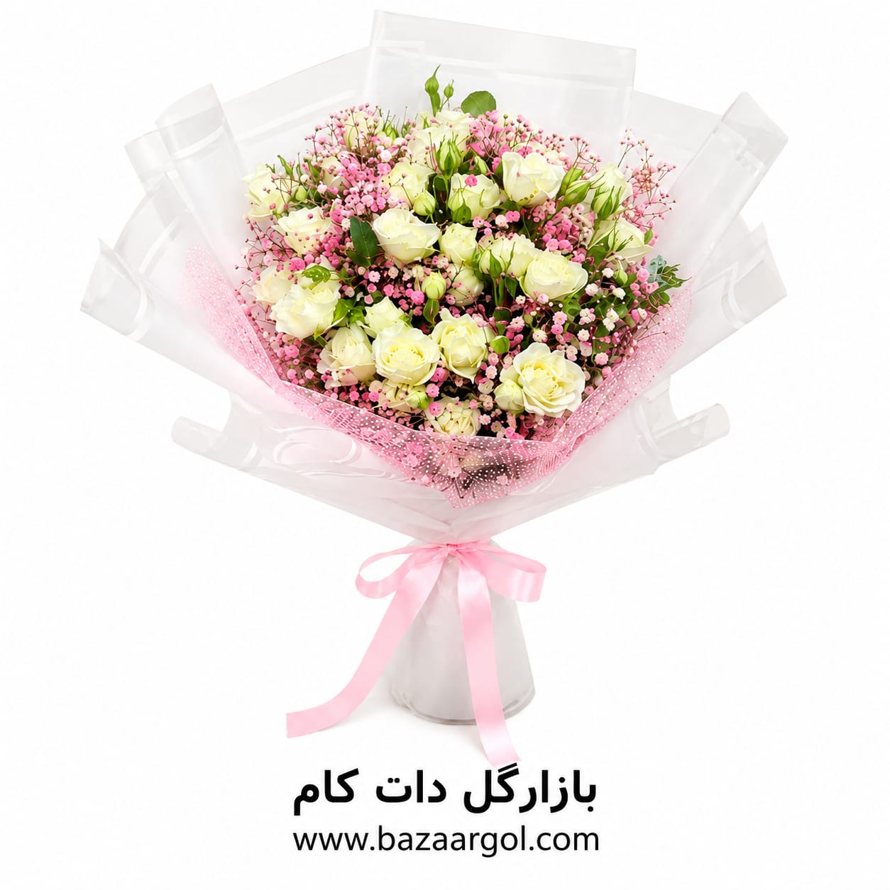 IMG-20260719-WA0019 دسته گل رز مینیاتوری سفید کدb214 - تصویر 1