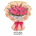 دسته گل 20شاخه رز هلندی صورتی کدb200